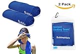 Cool Towels - (2 Pack) Blue - Athletic Cool Cold Chill Wet Ice Microfiber Towel for Baseball Workout Sports Runner Yoga Gym Exercise Hot Flash Neck Baby Headband Sweatband By SublimeWare (30x100cm)