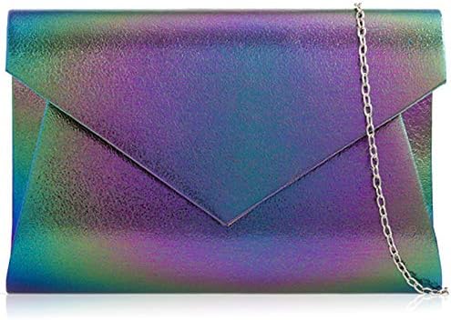 Xardi London Rainbow Mermaid Medium Envelope Synthetic Leather Women Clutch Girls Evening Bags - Christmas Gift - Long Shoulder Chain
