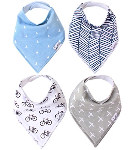 Baby Bandana Drool Bibs for Drooling and Teething 4 Pack Gift Set For Boys â€œCruise Setâ€ by Copper Pearl