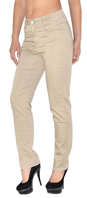 ESRA Damen Jeans Hose Straight Leg Damen Jeanshose viele Farben bis Übergröße T101