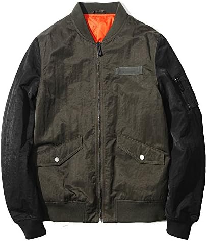 SYIWONG Men's Fashion Classic Collarless Bomber Jacket Coat