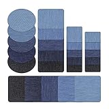 25 pcs Iron on Denim Patches for Jeans Knee Patch Denim Clothing Jeans No-Sew Shades Clothing Repair Kit, Assorted Color and Size (Different Sizes)