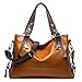 Color Scissor Womens PU Leather Smooth Roomy Shoulder Bag Crossbody Handbags Brown