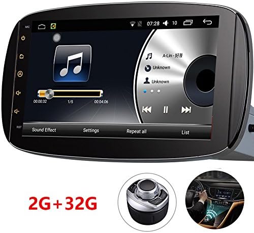 Android 7.1 9" Car DVD Player Stereo Radio GPS Navigation Bluetooth 64Bit Quad Core 2GB/16GB Auto Radio for Mercedes-Benz Smart 2015-2016(9037)