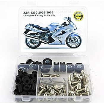 Xitomer Full Sets Fairing Bolts Kits, for KAWASAKI ZZR 1200 2002 2003 2004 2005, Mounting Kits Washers/Nuts/Fastenings/Clips/Grommets (silver)