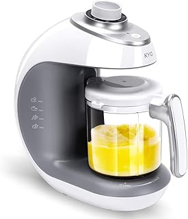 Babynahrungszubereiter KYG BFP-1800MT 5 in 1 Dampfgarer und Mixer für Babynahrung mit Dampfgaren Mixen Aufwärmen Auftauen und Sterilisieren 220-240 V Baby Küchenmaschine (weiß)