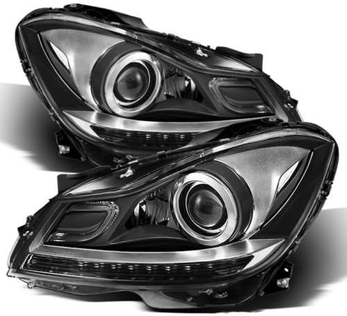 TD DRL LED Projector Headlights (Black) - 12- 15 Mercedes Benz C250 2dr W204