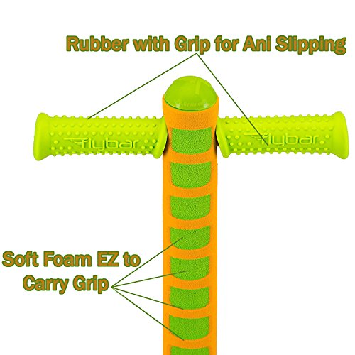 Flybar Limited Edition Foam Maverick Pogo Stick for Boys & Girls, Ages 5-9 (Orange/Lime) Comes With New 'Rubber' Grip Handles.