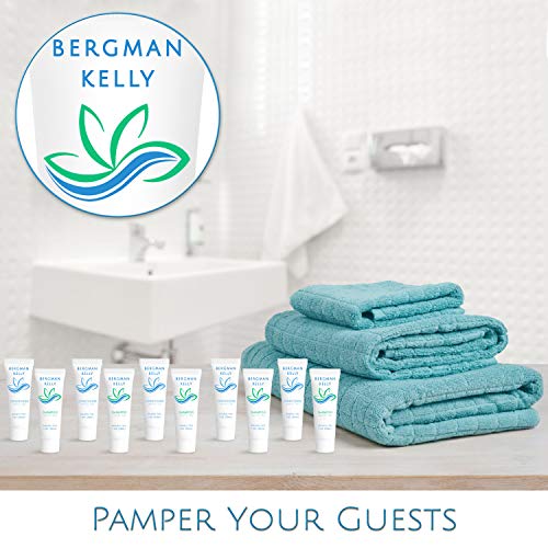 BERGMAN KELLY Rectangular Soap Bars, Shampoo & Conditioner 3-Piece Set (1 oz each, 150 pc, White Tea), Delight Your Guests with Revitalizing & Refreshing Bulk Travel Toiletries & Hotel Amenities