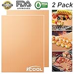 Copper Grill Mat, KCOOL 0.25mm Non-Stick BBQ Grill Mats - FDA Approved, Smooth, Reusable and Easy to Clean - 15.75 x 13 inches(Set of 2)