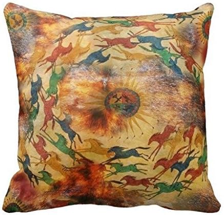 Decorative Pillow Case Native American Indian Throw Pillow Cover Square 18 x 18 Inches(Pattern: Print)