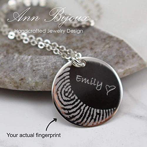 Sterling Silver Actual Fingerprint Necklace Engraved