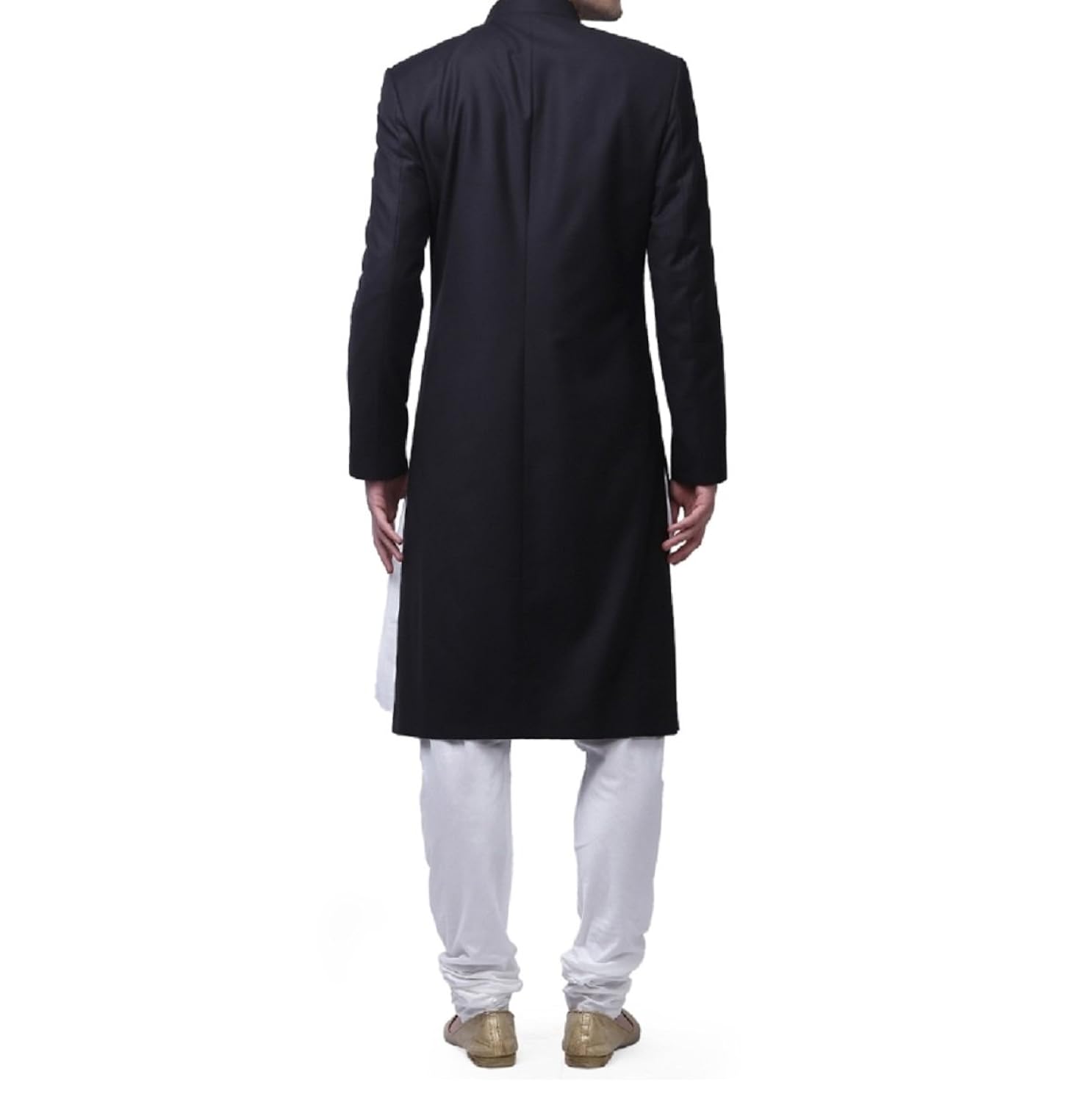 royal men's suiting kneelong black bandhgala custom made sherwani for men
