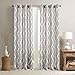 Lazzzy Linen Curtains for Bedroom Geometric Curtain Textured Drapes Lattice Moroccan Tile Print Drapery for Living Room Dining Room Grommet Window Treatment 50