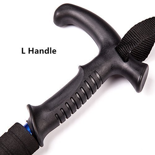 Walking Stick Trekking Pole Hiking Mountaineering Trail Telescoping Ultra Strong Alpenstocks Anti Shock With Reflective Tape(1 Piece)Blue