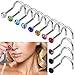 Rbenxia 20G 316L Nose Studs Rings 2.2MM Rhinestone Stainless Steel Nose Body Piercing Rings 20 Pcs Random Color for Unisex