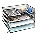 DESIGNA Stackable Metal Mesh Desk Trays 4 Tier File Document Letter Tray Desk Organizer Desktop Paper Tray Rack for Home Office School Stacking Supports - Black