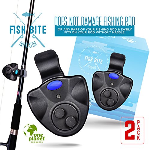 Fish Bite Sound Alarm (2 Pack) - Clip On Detector LED Alert - Electronic Fishing Indicator Kit - Fisherman Equipment & Supplies (Best Way To Catch Crappie At Night)