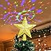 OurWarm Christmas Tree Topper Lighted Star Tree Topper Gold Christmas Tree Star with Adjustable Rotating Magic Rainbow Projector Lights, 3D Hollow Star Tree Topper for Christmas Tree Decorations
