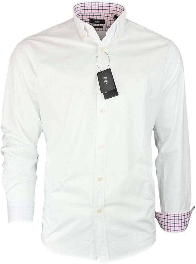 Hugo Boss Men's Long Sleeve Casual Shirt (White, Medium) at Amazon Men