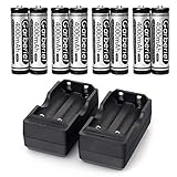 X.Store 8 Pack 4000mAh Rechargeable Batteries 3.7V Li-on Battery with 2 Pack Charger(Button Top,NOT AA)