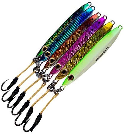Flat Side Jigs Slow Vertical Irons Fast Ocean Lures w/ MUSTAD Hooks & OWNER Rings | Military Grade Kevlar Assist Cord | 9 Colors & 5 Weights | Unmatched Strength | Optimal Coloring | USA Owned Company