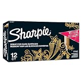 Sharpie Metallic Permanent Markers, Fine Point, Gold, 12 Count