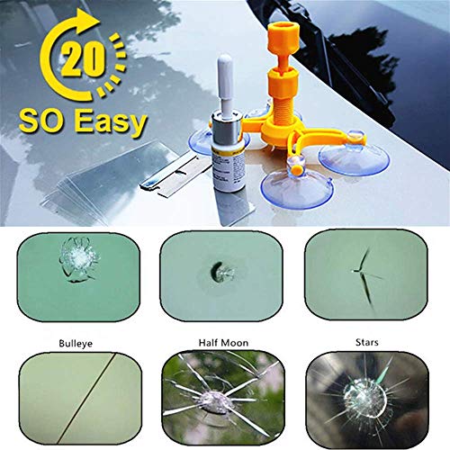 Windshield Repair Kit for Chips and Cracks, Bulls-Eye, Spider Web, Star-Shaped, Half-Moon Crescents Professional Windscreen Windshield Repair Tool Set, Quick Fix DIY Car Auto Kit Window Glass Scratch