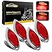 Partsam 4Pcs Tear Drop 6 Inch Red Led Brake Stop Turn Tail Lights 35 LED Chrome with Bullet Plugs Waterproof Sealed Replacement for Hot Rod 1938 1939 Red Trailer Led Teardrop Tail Lights 12V DC