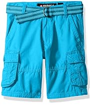 Southpole  Boys' Belted Mini Canvas Cargo Shorts in Various Colors, Ocean Blue, 5