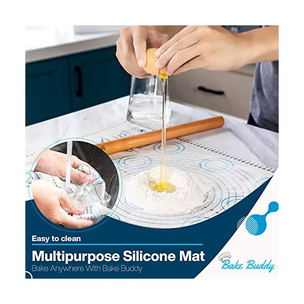 Bake Buddy Silicone Pastry Mat Baking Set, Large Size Dough Rolling Mat, Fondant/Pie Crust Mat