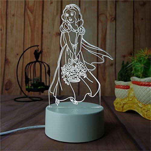 The 3D Night Light Series Home Decor For Kids Bed Room, Party Atmosphere Can Output 7Colors Remote Control Nightlight Base Can Attach Diffierent 3D Display Borard (Display Board-Snow White)