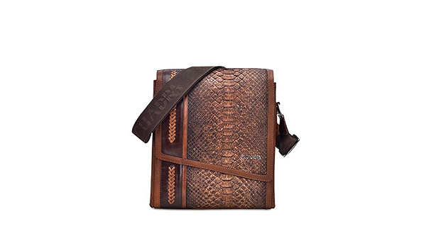 Amazon.com: Cuadra Bolso bandolera para hombre en piel auténtica de pitón :  Ropa, Zapatos y Joyería