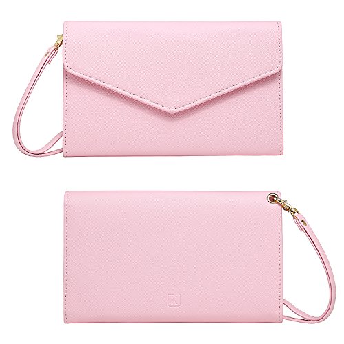 Krosslon Rfid Passport Holder Wristlet Travel Wallet Trifold Documents Organizer Slim Purse, Fit US UK CA Passport Cover Traveling Accessories for Women, Conch Shell Pink(214#) - Thumbnail 6