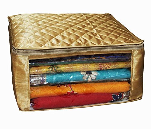 Kuber industries saree cover large size in golden satin…