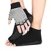 Jiexing Yoga Socks Gloves Set,Pilates Barre Toe Socks,Non Slip,Grip Slipper Socks for Studio Hospital Women, Black-1, One Size