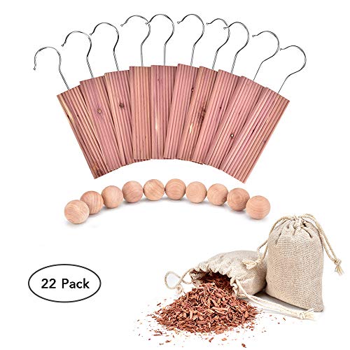 Eluck 22 Pack Cedar Hanger Moth Protection Closet Cedar for Moth(9.451.70.9) for Protection Against Midew and Odor