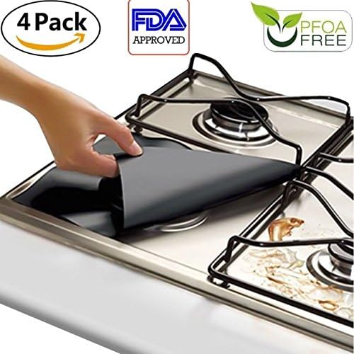 BRILLIFE Stove Burner Covers,4pcs Reusable gas Range Stovetop Burner Protector mat Liner Cover,Non-Stick Clean Cuttable Protectors For Kitchen Gas Range Stoves