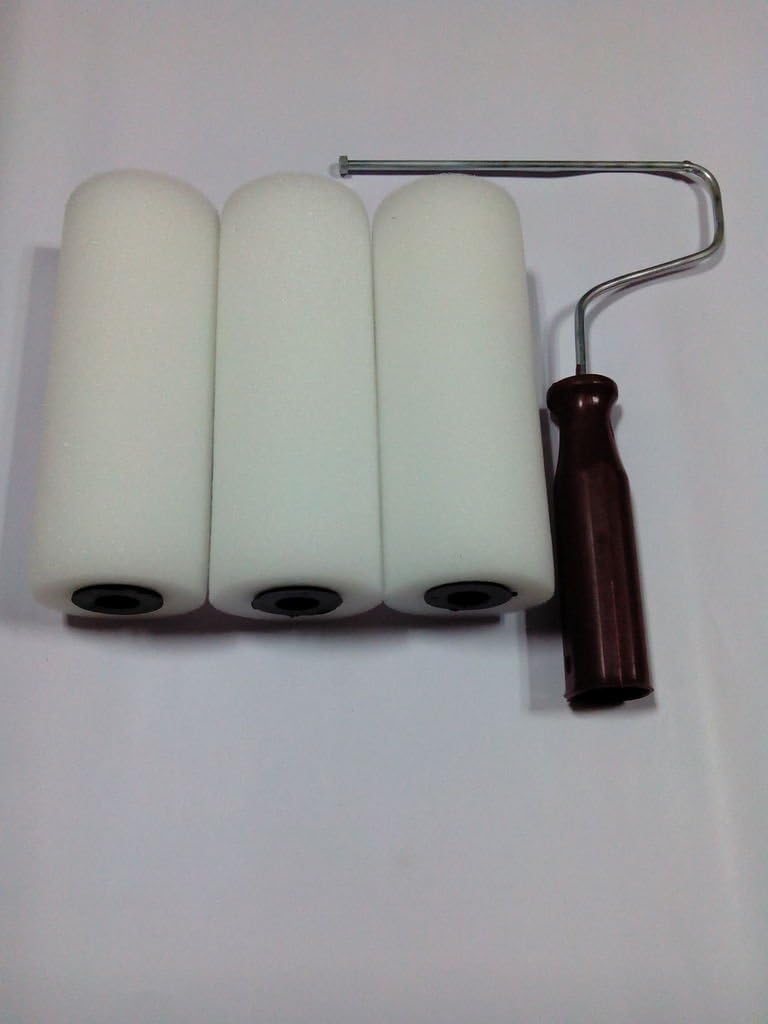 Mafia Don 18 Density P.U.Foam 3 Unit Paint Rollers In White Or Grey Or Orange Colour With One Nut Type Plastic Handle