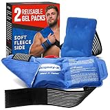 Reusable Ice Packs for Injuries - Premium Cold Packs for Injuries - Soft Fleece Side & Adjustable Straps - 2 Pack (Big - 14 x 6 inches; Small - 6 x 4 inches) - Reusable Ice Pack