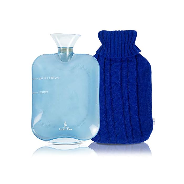 Arctic Flex Hot Water Bottle (XL 2 Liter) - Heat Up Rubber Cold Pack - Cramp Compress with Cover - Portable, Reusable…