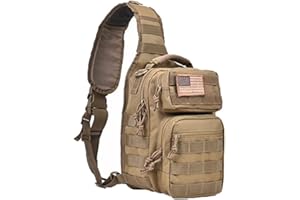 REEBOW TACTICAL REEBOW GEAR Tactical Sling Bag Pack Military Rover Shoulder Sling Backpack Molle Assault Range Bag Everyday Carry Diaper Bag Day Pack Small Tan