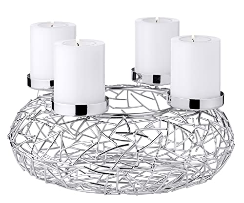 EDZARD Advent Wreath Milano (Ø 28 cm), Nickel-Plated Stainless Steel
