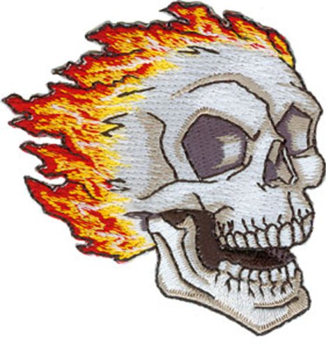 Application Side Skull with Flames Patch
