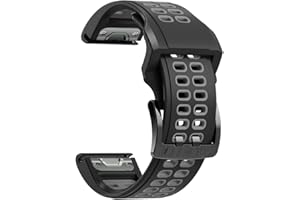 Threeeggs for Garmin Fenix 7X Watch Band, 26mm Quick Release Silicone Soft Replacement Strap for Fenix 6X, Fenix 5X, Fenix 3, Fenix 3 Sapphire, Descent Mk1, Quatix 3, Tactix Bravo