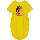 WbJetr I Am Black Woman Beautiful Magic Short Sleeve Loose Pocket Oversize Tunic Dress