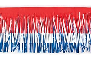 Anderson's Red, White & Blue Vinyl Fringe, 15 Inches x 10 Feet, Parade Float Decoration, Parade Float Decorations for Trailer Or Golf Cart, Patriotic Fringe for 4th of July