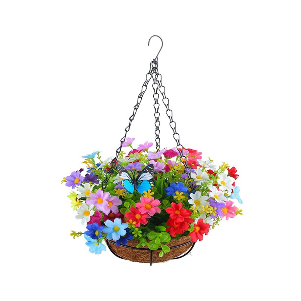 Sknrlko Simulation Flower Hanging Basket for Patio Lawn Garden Decor, for the Decoration of Outdoors and Indoors-Multicolor