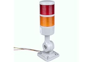DIANQI Industrial Signal Warning Light Led Signal Tower Stack Light Column Tower Andon Lamp with 180° Rotatable Base and Steady/Flash Light Switchable 2 Layers Red/Yellow (110-220V 90Db Buzzer)