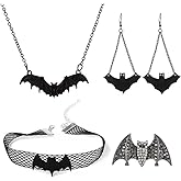 ONLYJUMP Bat Earrings Necklace Jewelry Set for Women Goth Black Bat Choker Necklace Punk Bat Necklaces Earrings Halloween Women Gothic Jewelry Set
